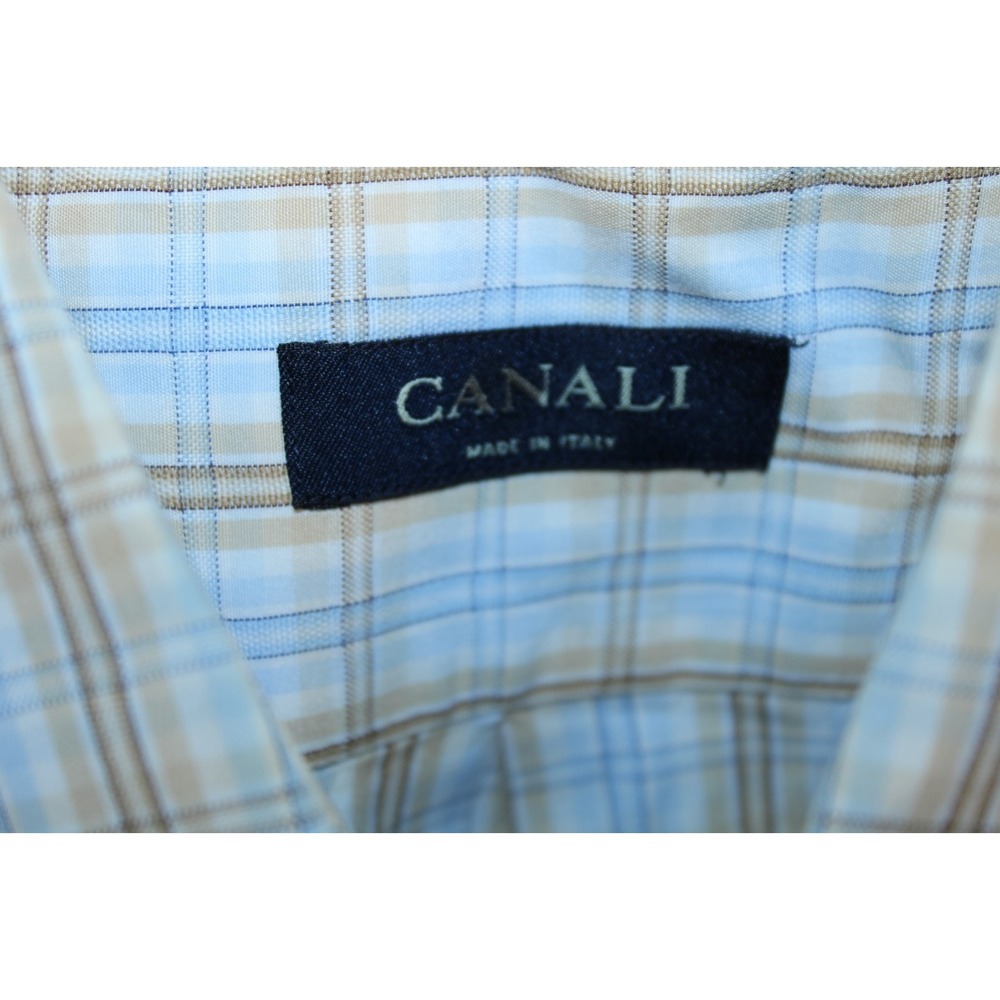 Canali Men's XL Multicolor Plaid Long Sleeve Dress Shirt - Picture 5 of 13